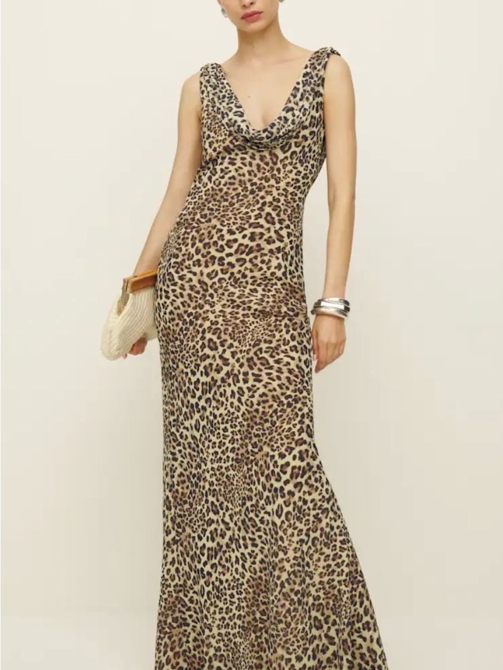 Reformation Leopard-Print Cowl Maxi Dress - Tan & Black